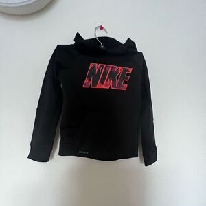 Nike Therma Boys Black & Neon Orange Hoodie Sweatshirt Dri-Fit Jacket XS (4)